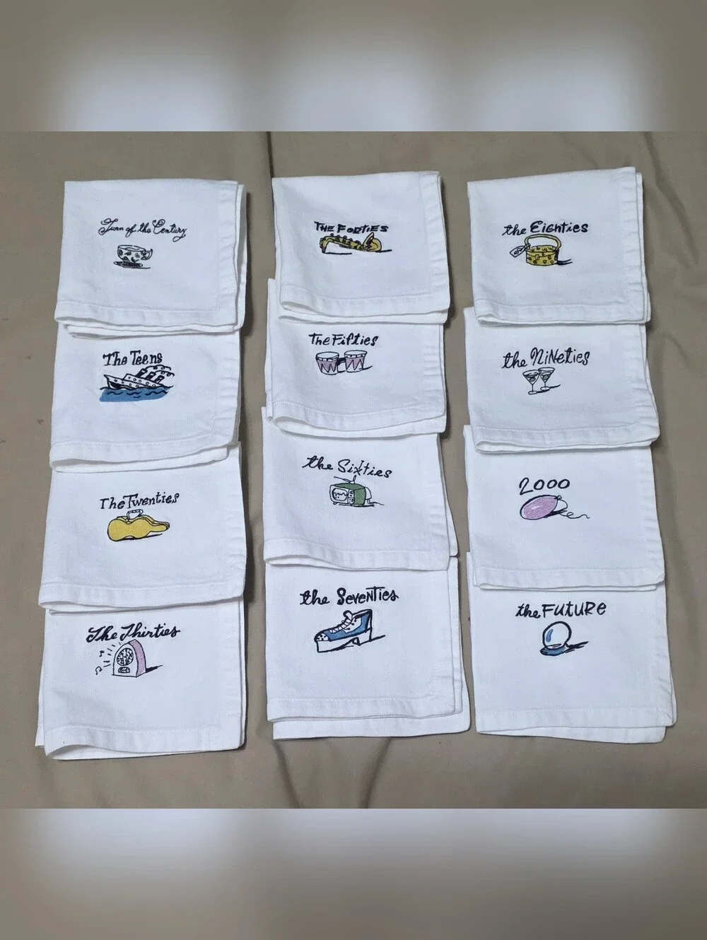 Vintage Pottery Barn Decades Collection Napkins Cotton Square Set Of 12
